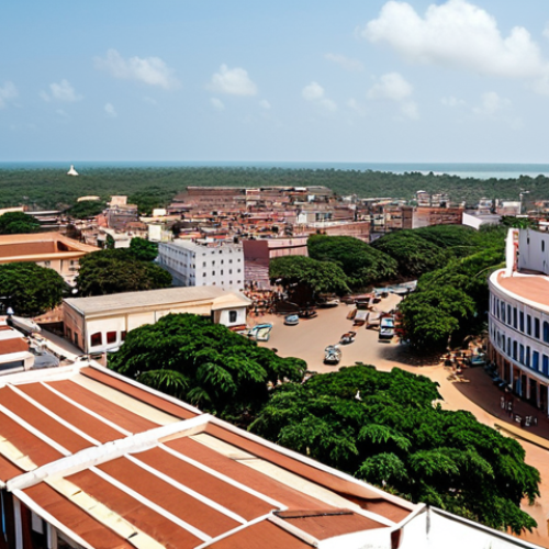 Home 9 Bissau Cityscape**
"A wide shot of Bissau, Guinea-Bissau, showcasing the architecture and city life during the day, fully clothed pedestrians, appropriate attire, safe for work, perfect anatomy, natural proportions, professional photography, clear sky."
**